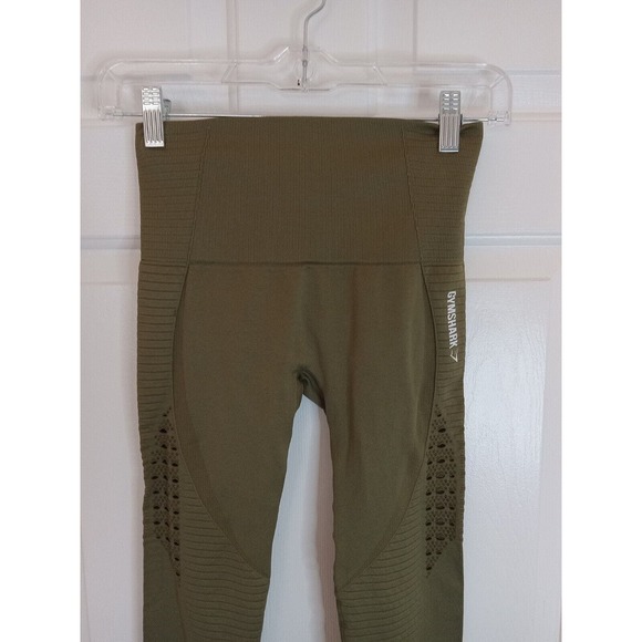 GYMSHARK Energy Seamless‎ Leggings Womens Size Small Olive Green High Rise - Picture 7 of 16